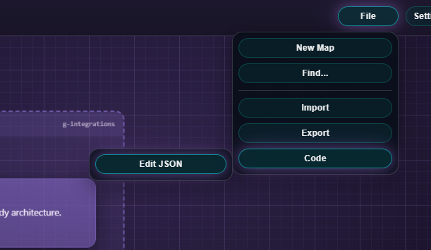 Interface detail showing a compact menu with readable controls
