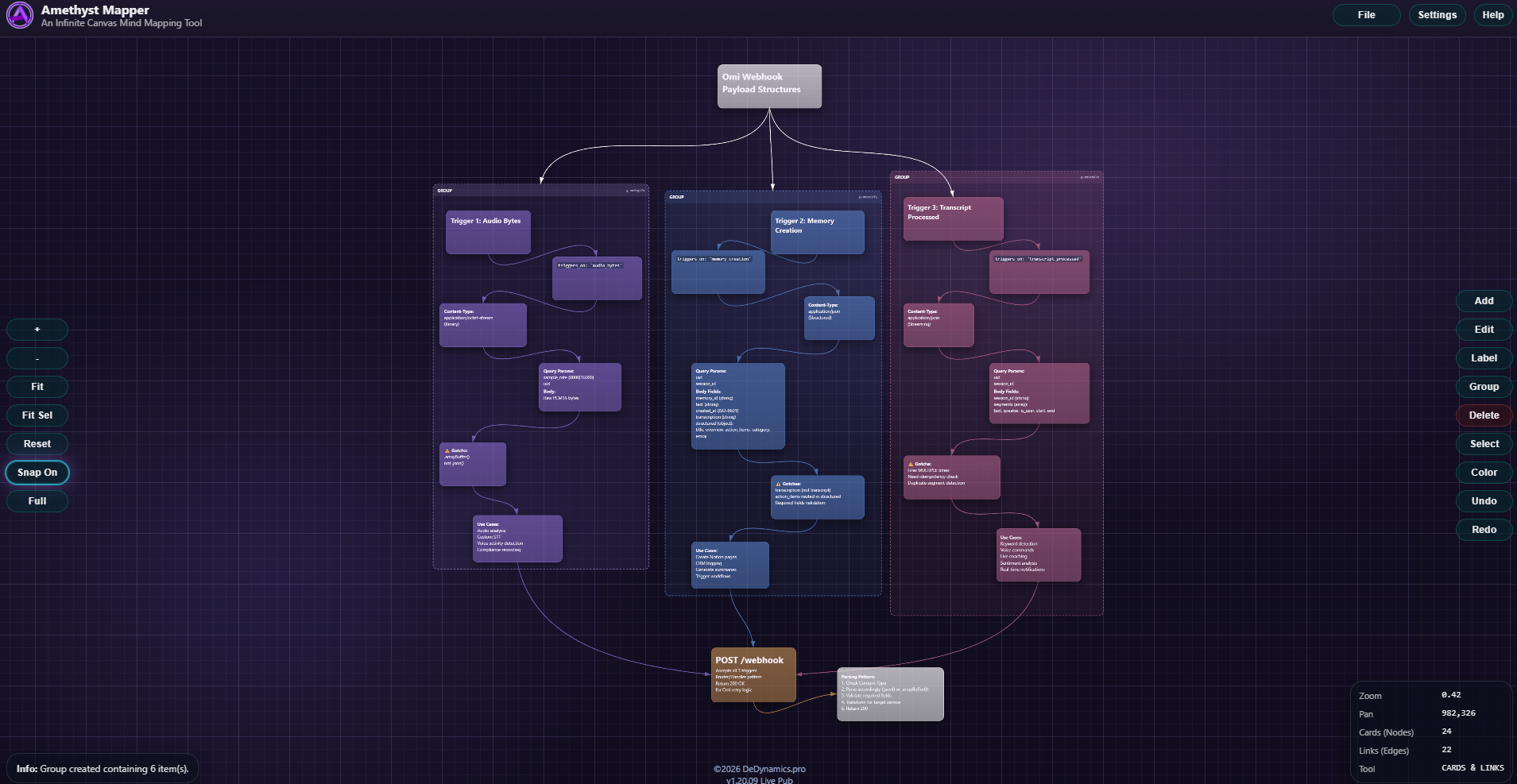 Amethyst Mapper FFA workspace with a calm two-panel layout